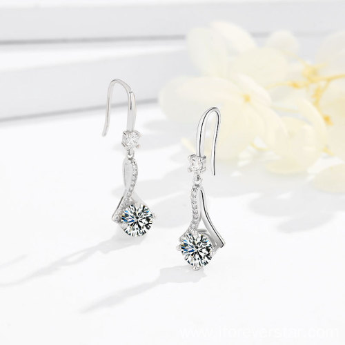 CZ Zircon Drop Earring 925 Silver Wedding Earrings